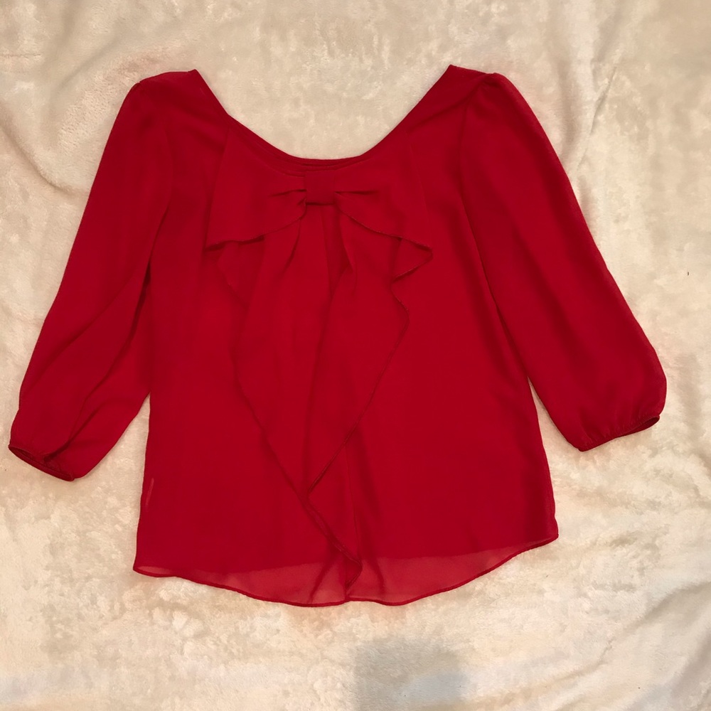 Red bow blouse